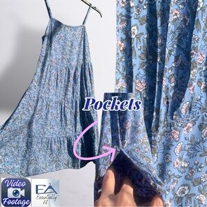 Old Navy Blue Floral Tiered Cami Sundress | XS | Cottagecore Boho Prairie